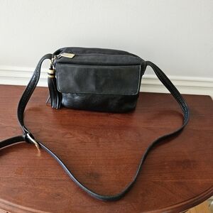 Vintage Tignanello Black Leather Crossbody Bag c1990s
